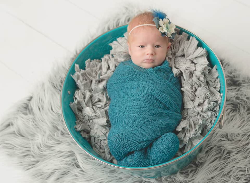 miami newborn photography in turquoise