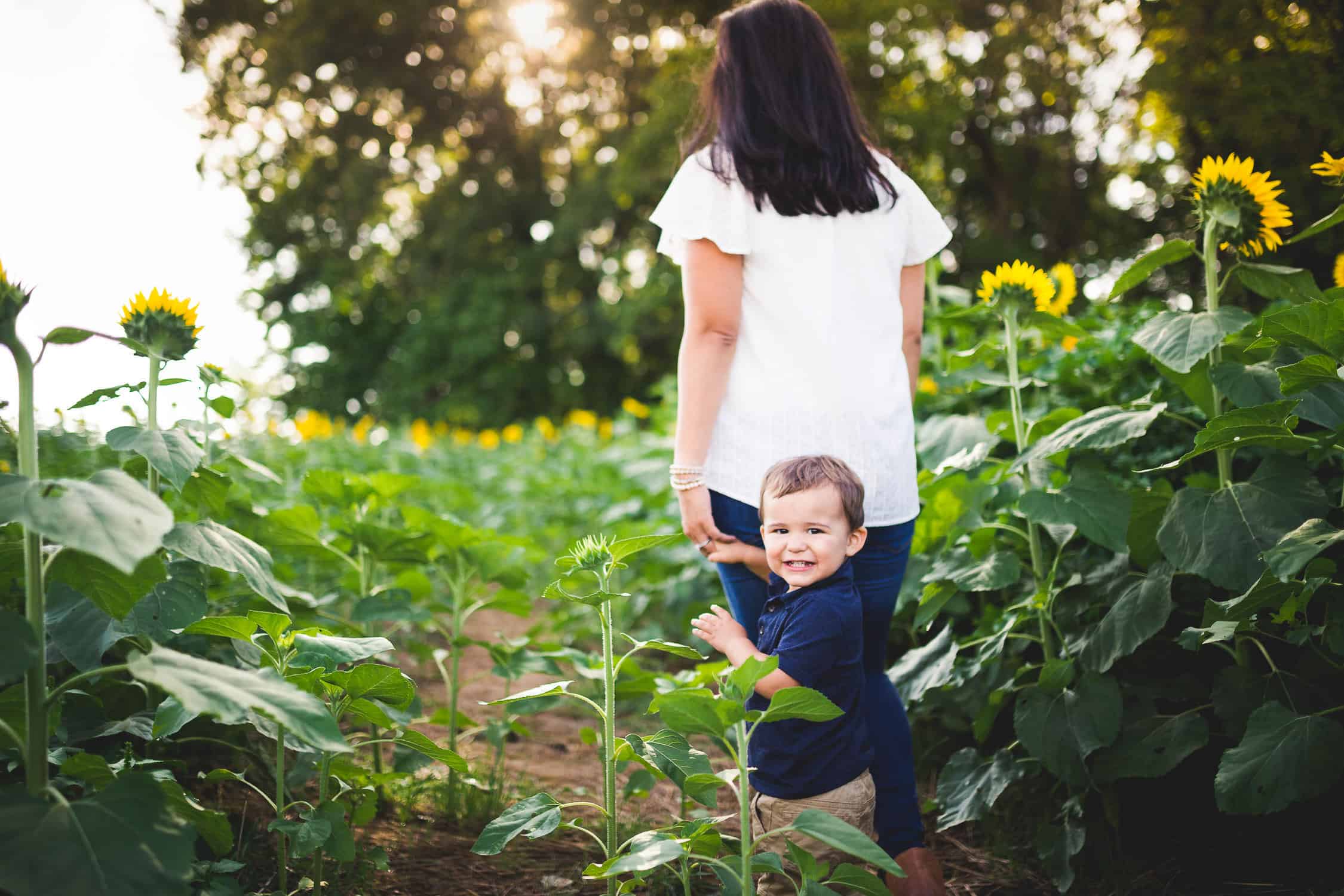 Family in sunflower field near Kansas City