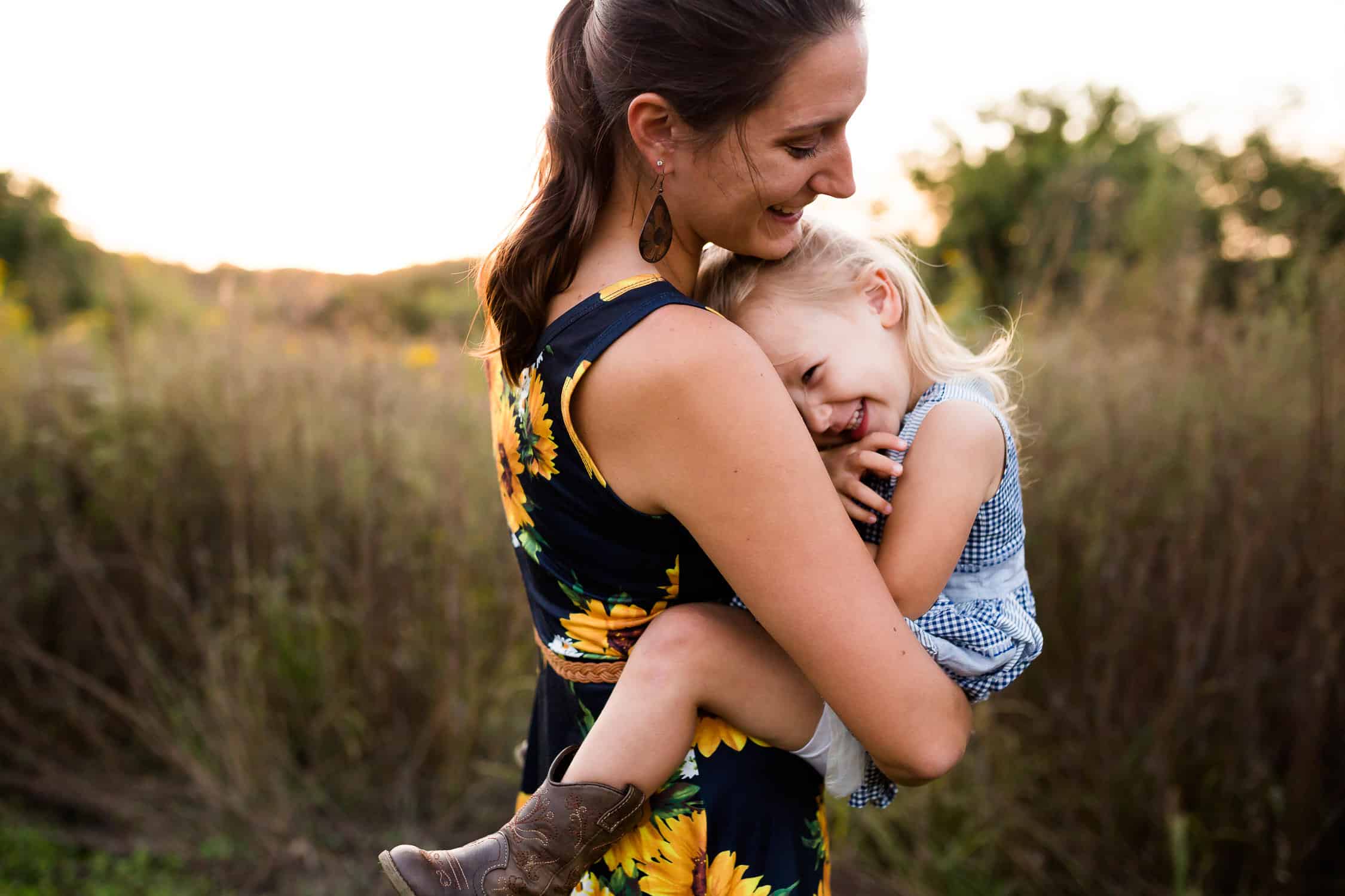 Mother and daughter laughing in Kansas City